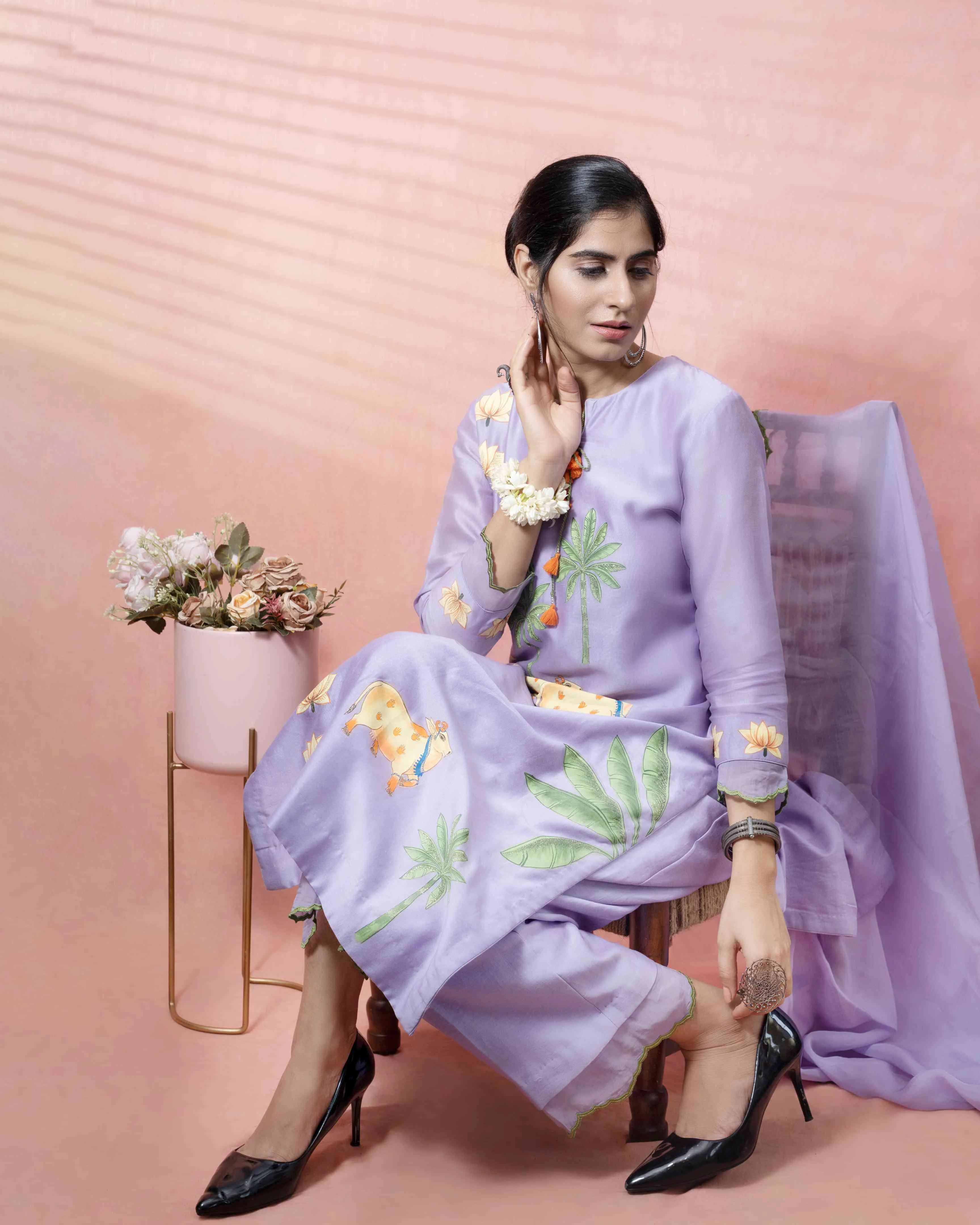 Handpaint Pichwai Art inspired Chanderi Suit