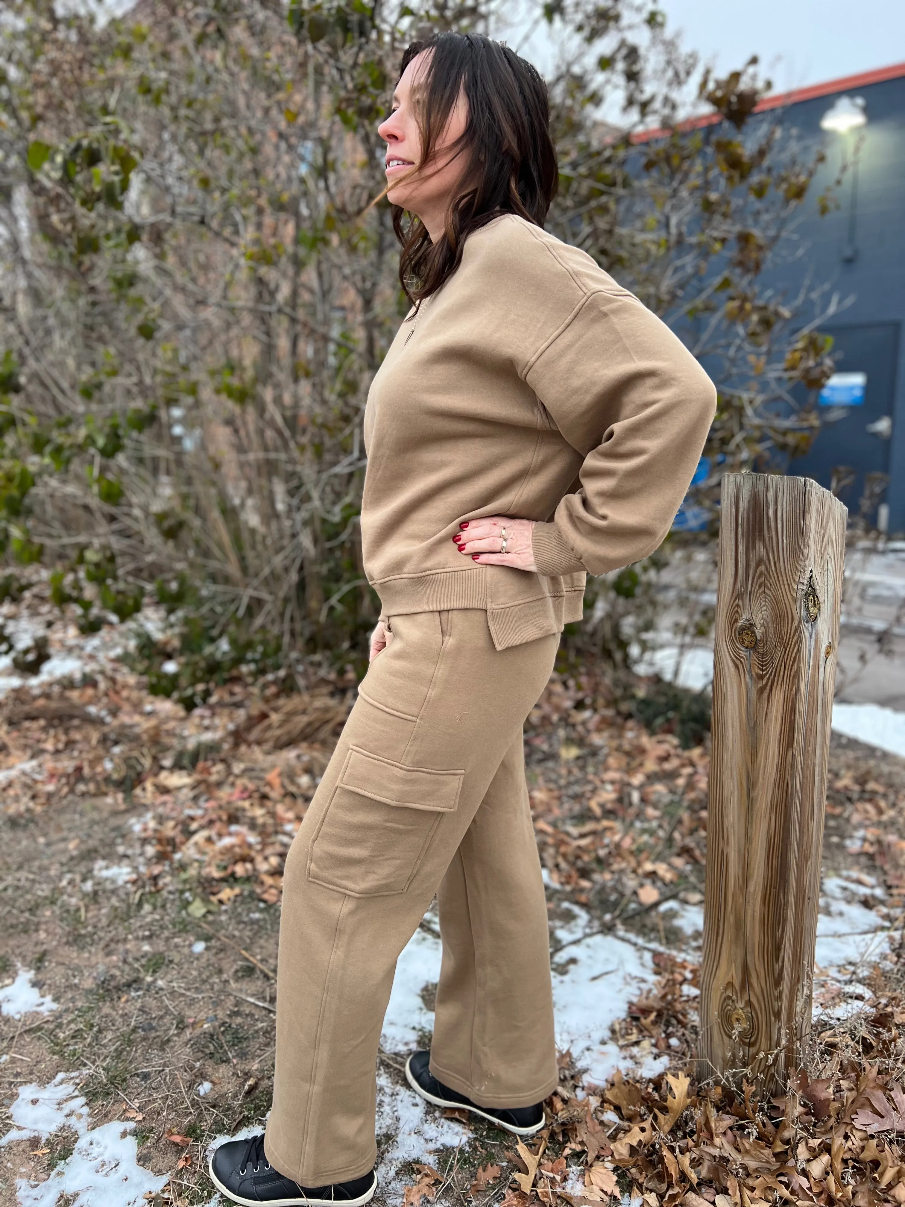 High Rise Cargo Wide Leg Comfy Pants