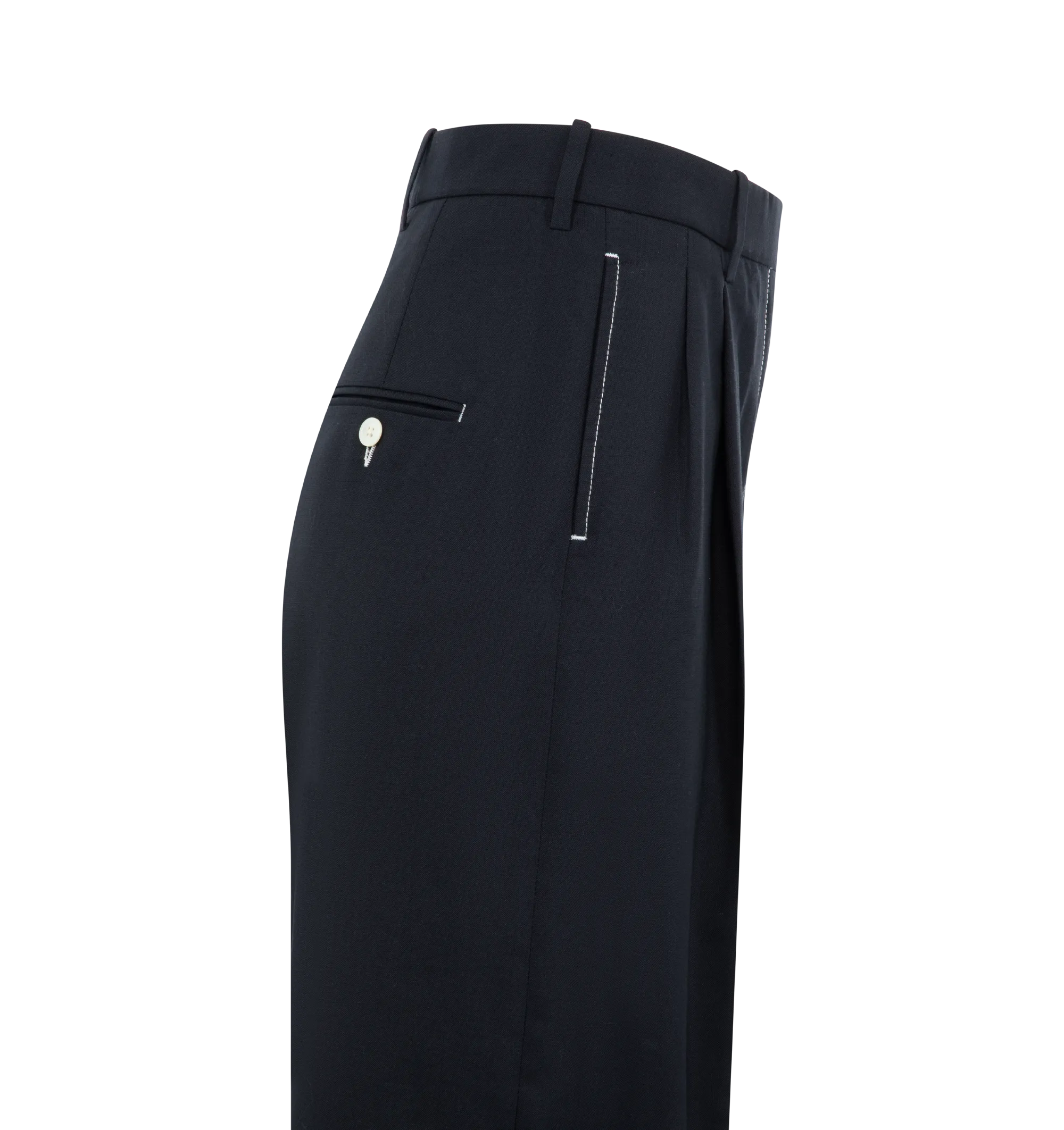 HIGH WAIST DOUBLE PLEAT TROUSER (WOMENS)