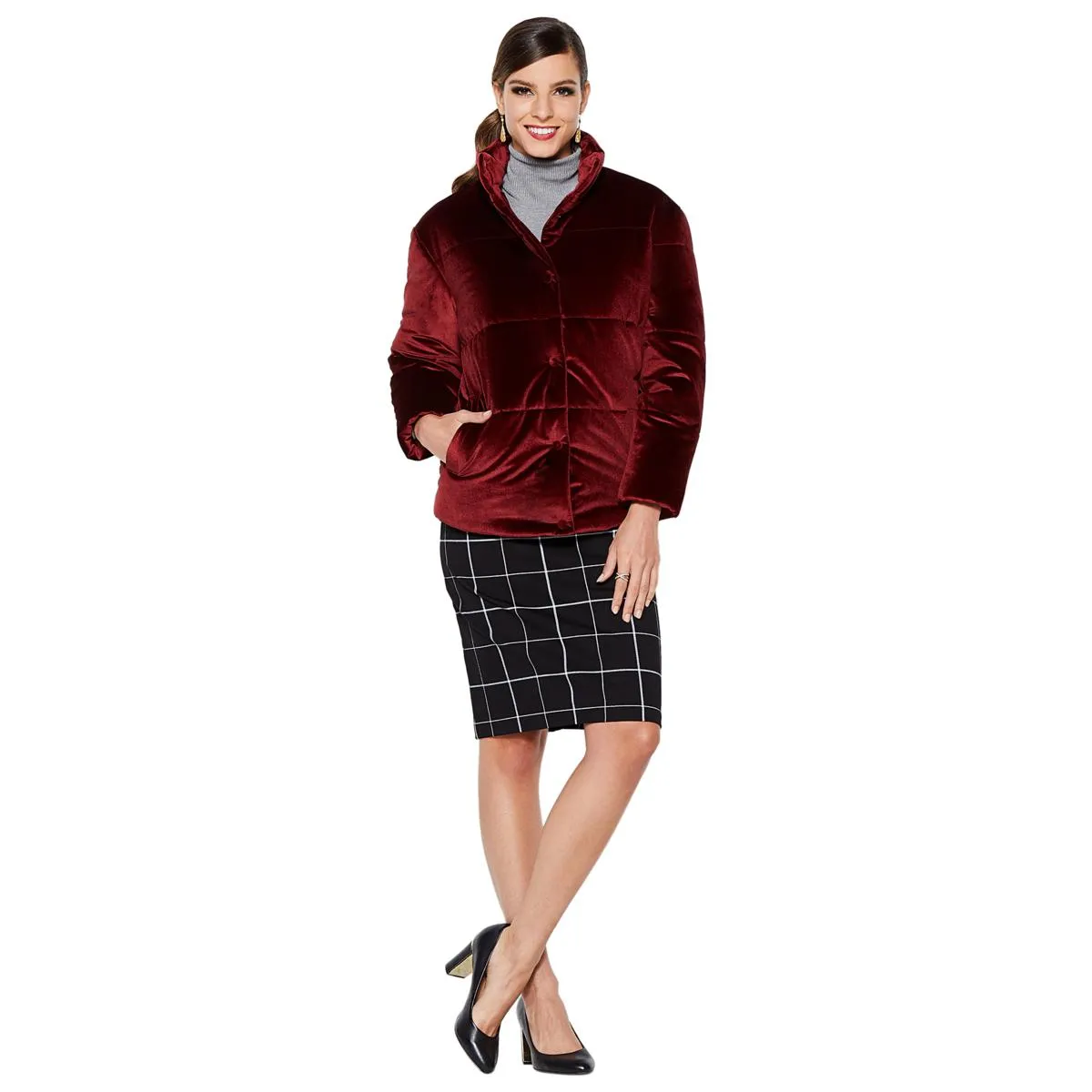 IMAN Platinum Wrap Yourself in Luxury Velvet Puffer Coat - XS, S & M