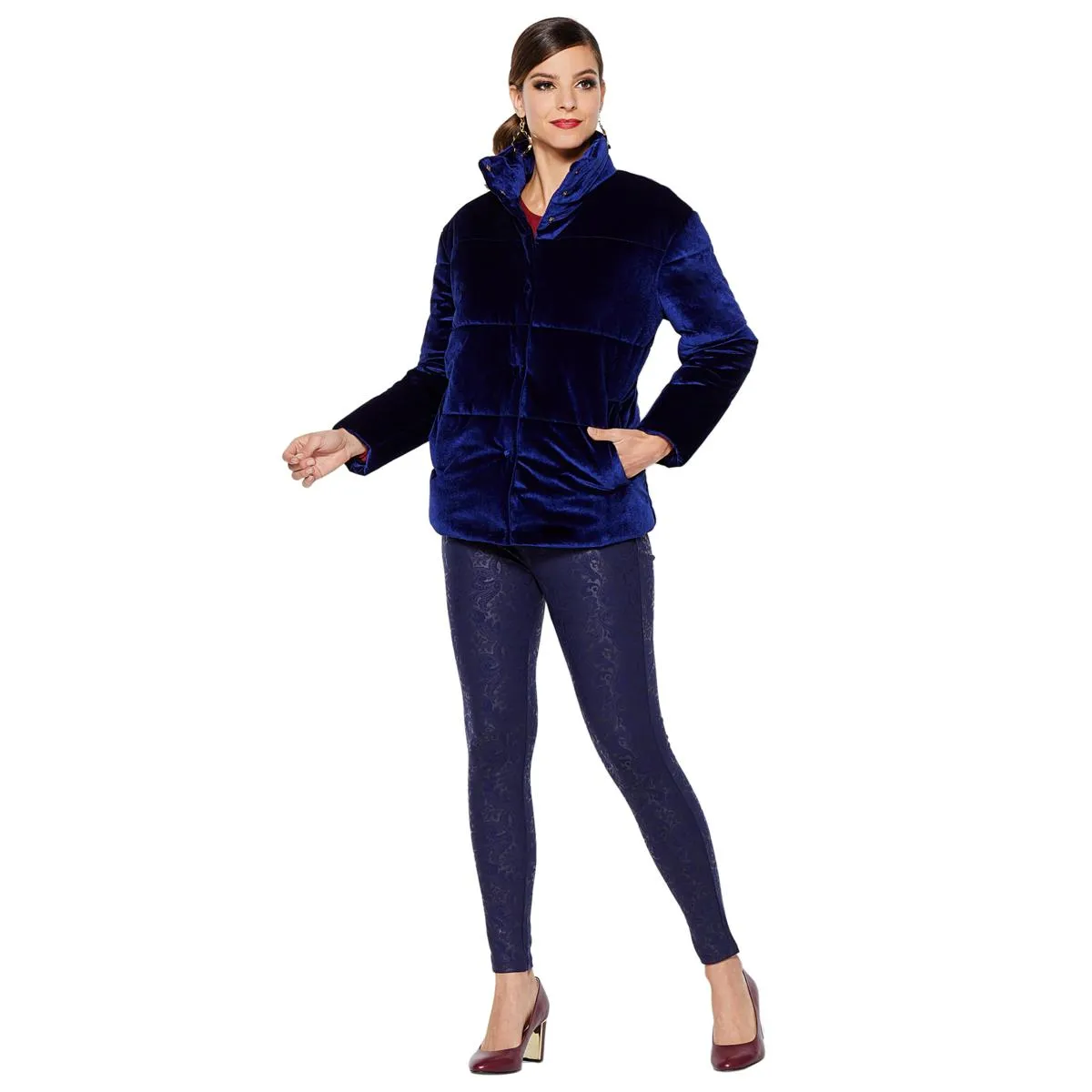 IMAN Platinum Wrap Yourself in Luxury Velvet Puffer Coat - XS, S & M