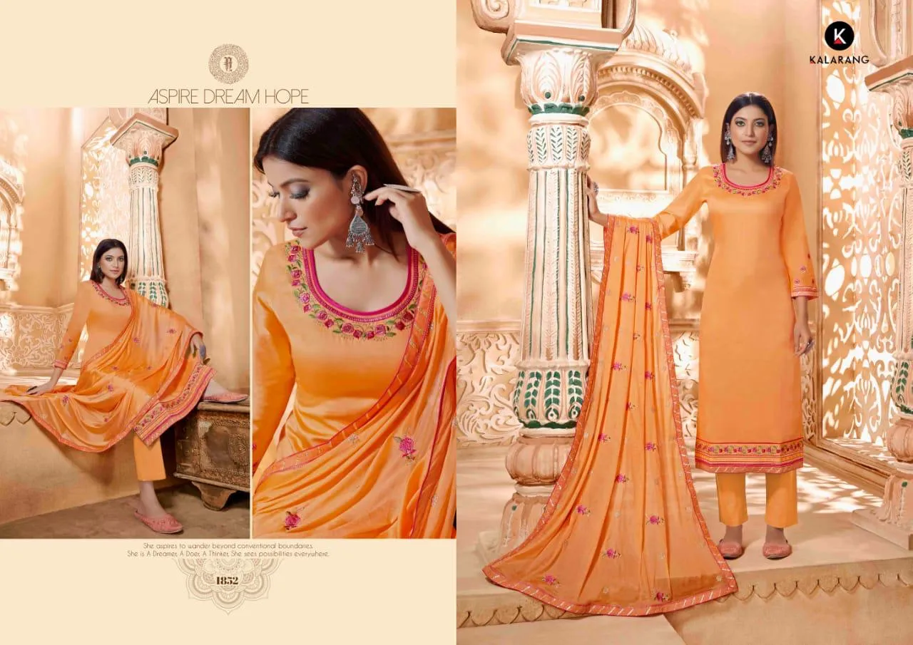 Kalarang Presents Panash Jam Silk Embroidery Work Fancy Designer Salwar Suits