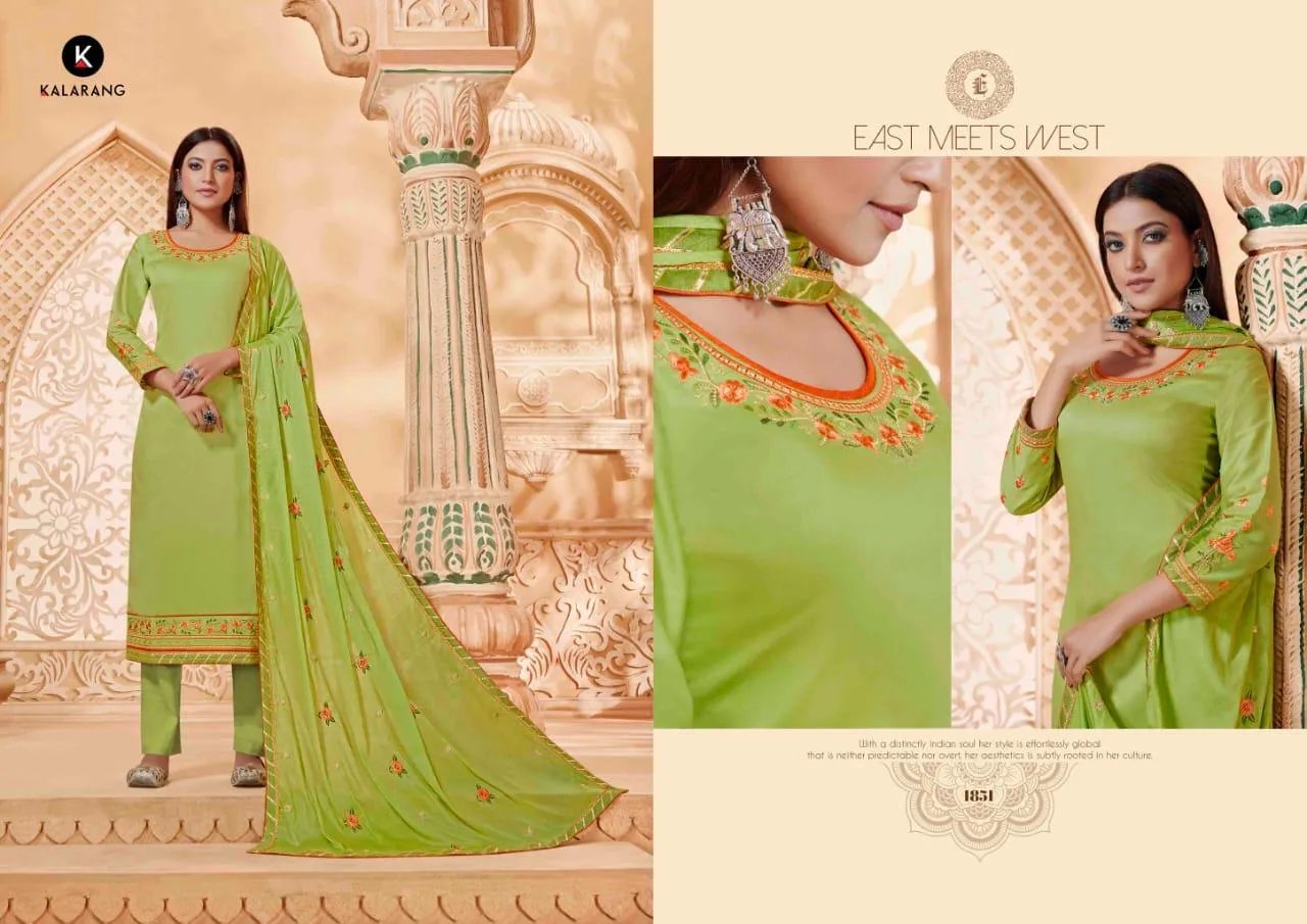 Kalarang Presents Panash Jam Silk Embroidery Work Fancy Designer Salwar Suits