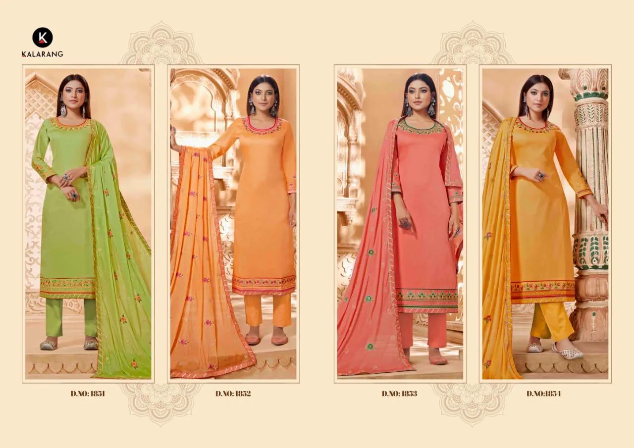 Kalarang Presents Panash Jam Silk Embroidery Work Fancy Designer Salwar Suits
