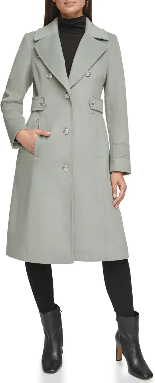 Kenneth Cole Women's Military Wool Blend Overcoat