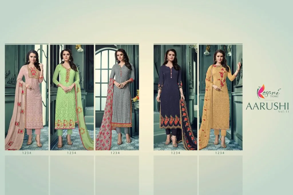 Kesari Trendz Presents Aarushi Vol 11 Heavy Georgette Fancy Designer Salwar Suits