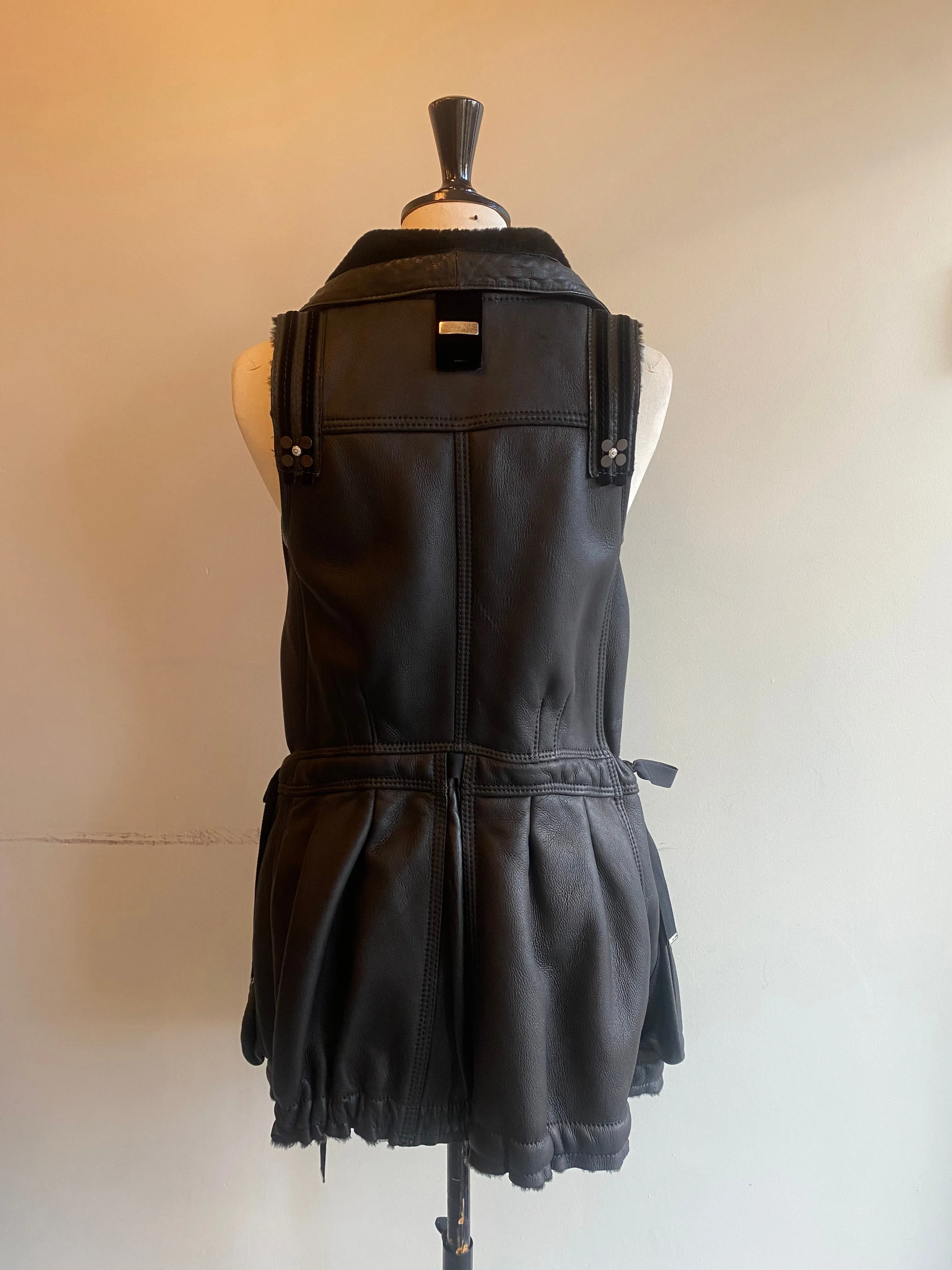 Leather Sleeveless Jacket