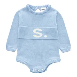 Letter Bodysuit - Kentucky Blue ; Letter: Ivory