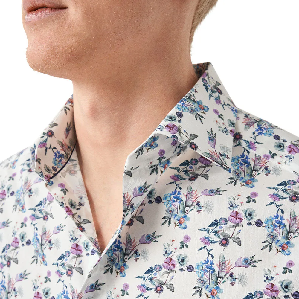 Light Blue Floral Twill Slim Fit Shirt
