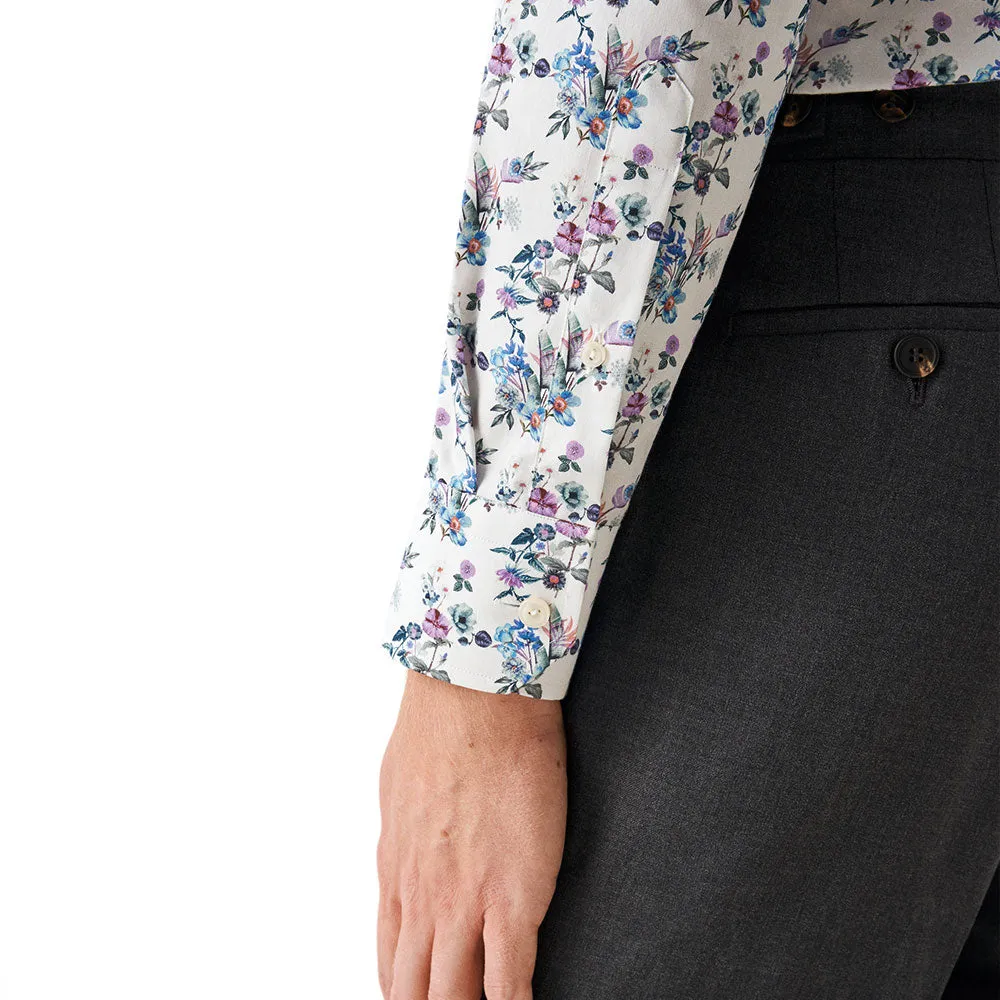 Light Blue Floral Twill Slim Fit Shirt