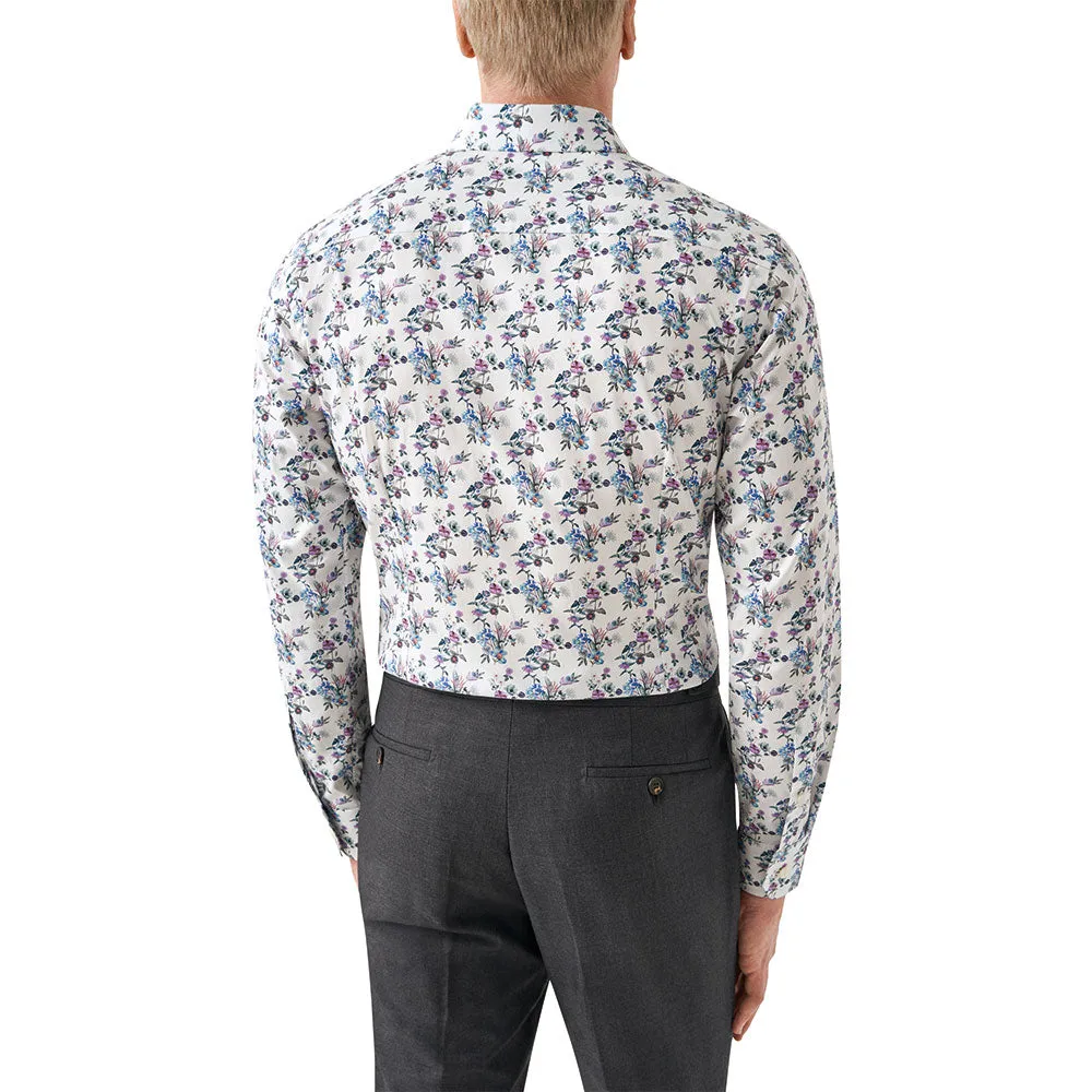 Light Blue Floral Twill Slim Fit Shirt