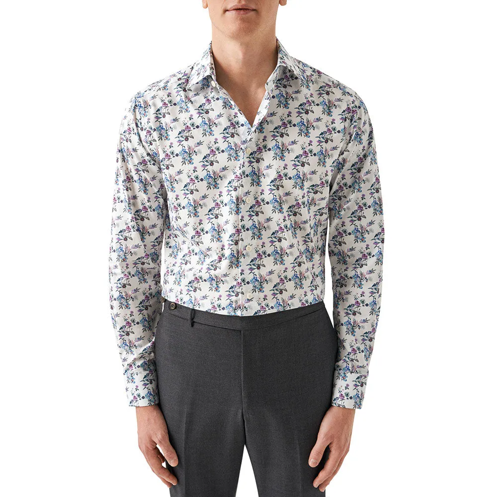 Light Blue Floral Twill Slim Fit Shirt