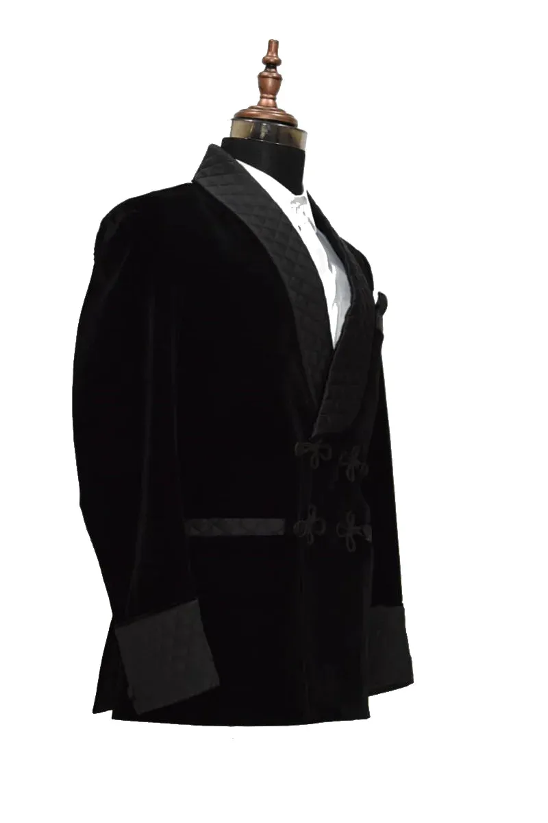 Mens Black Smoking Jacket Designer Elegant velvet Coat