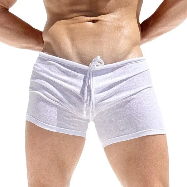 Men's Lace-Up Striped Fitness Shorts