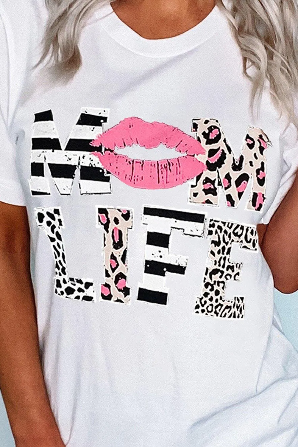Mom Life Animal Print (White)