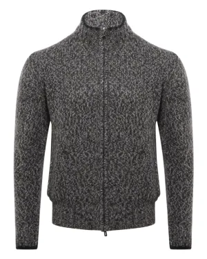 Navy and Grey Alpaca Zip Sweater
