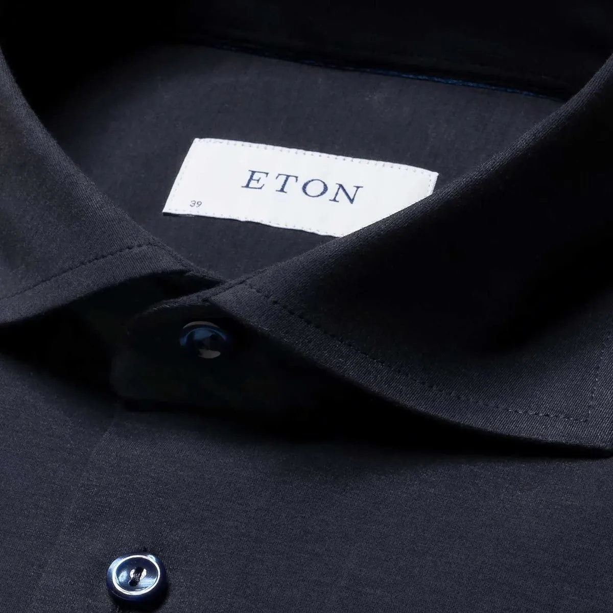 Navy Cotton Four-Way Stretch Long Sleeve Shirt