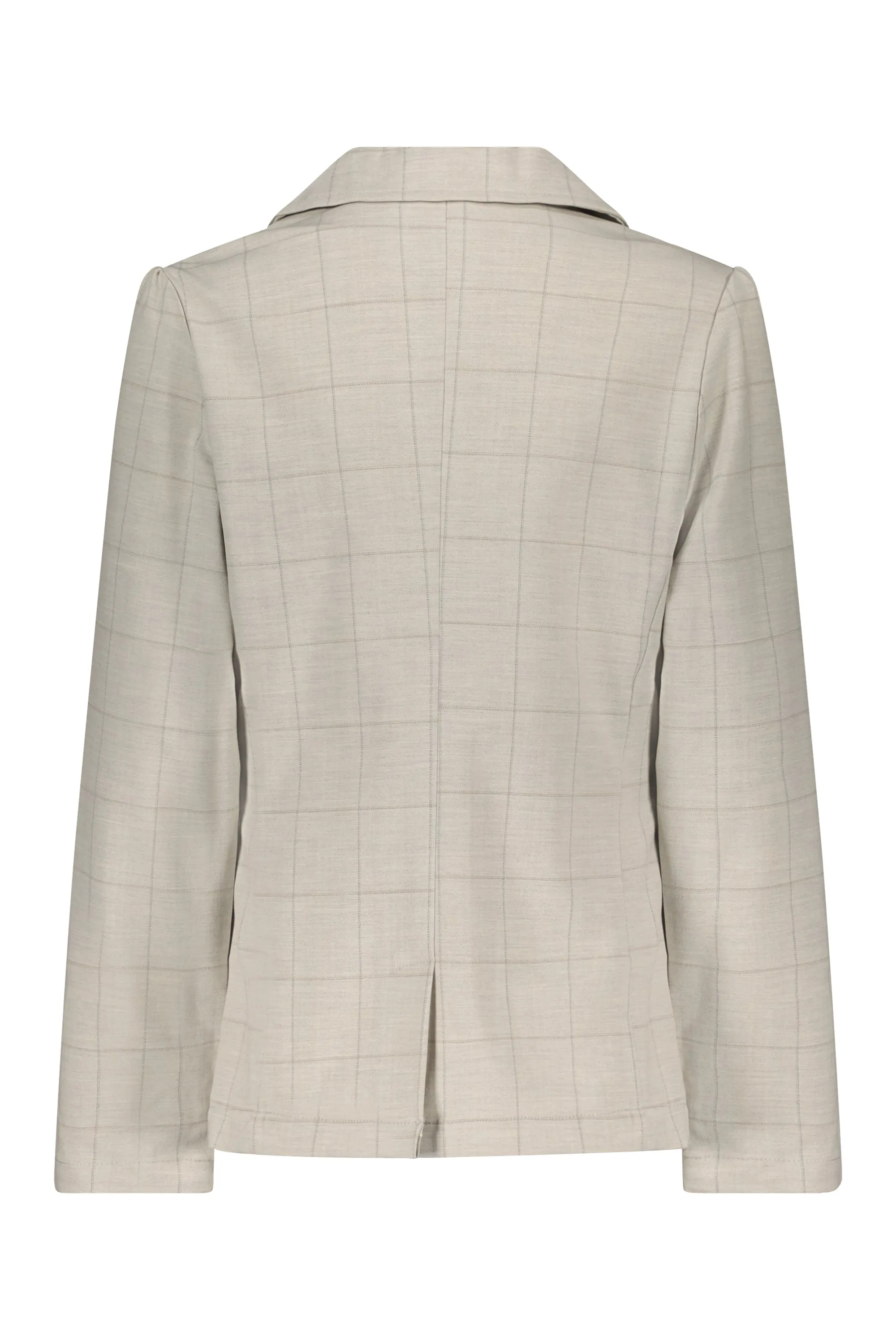 NoBell Belia checkered blazer with puffed sleeves
