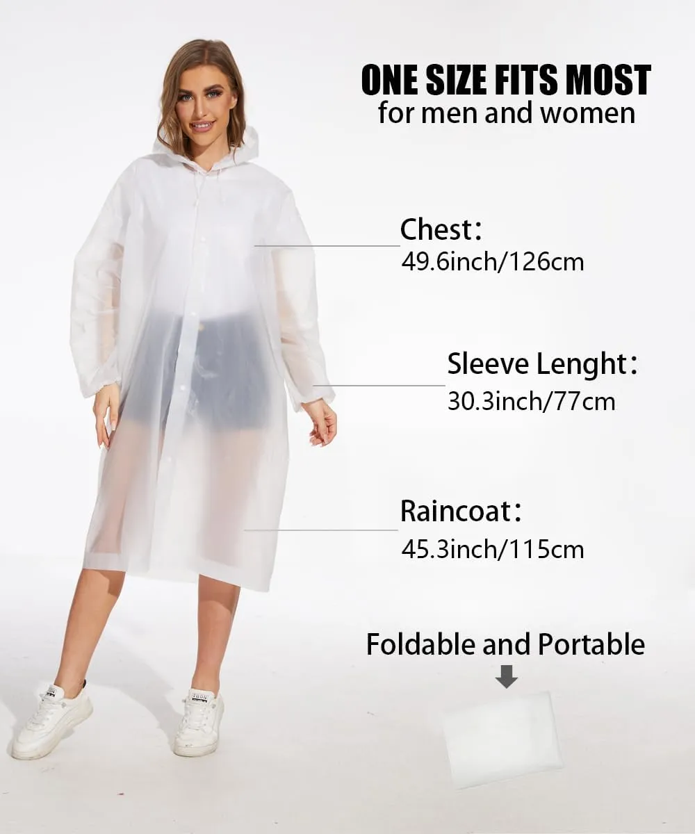 OFFITECTURE 2-Pack Reusable Rain Ponchos for Adults - Hooded Raincoats for Women/Men with Drawstring