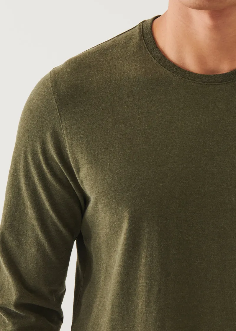 PIMA COTTON STRETCH OVERDYE T-SHIRT - KHAKI