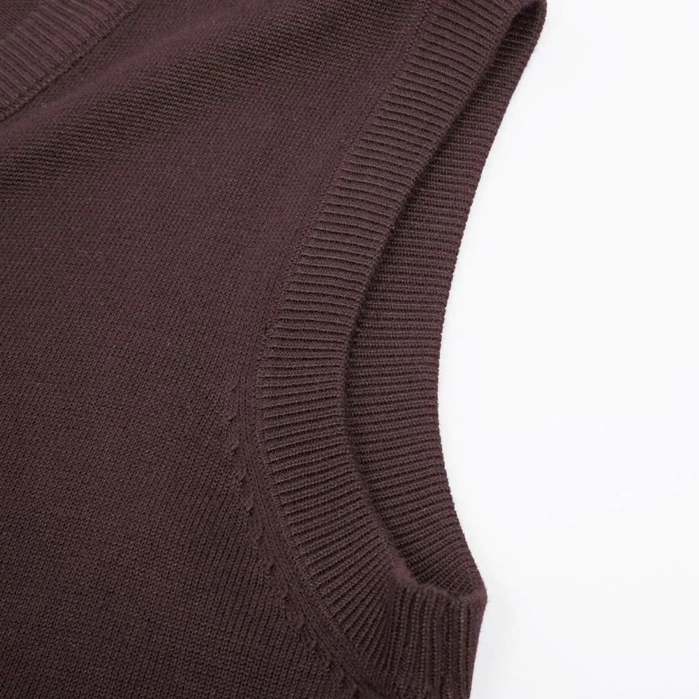 PJ PAUL JONES Mens V-Neck Knitted Sweater Vest Solid Plain Sleeveless Pullover Knitwear