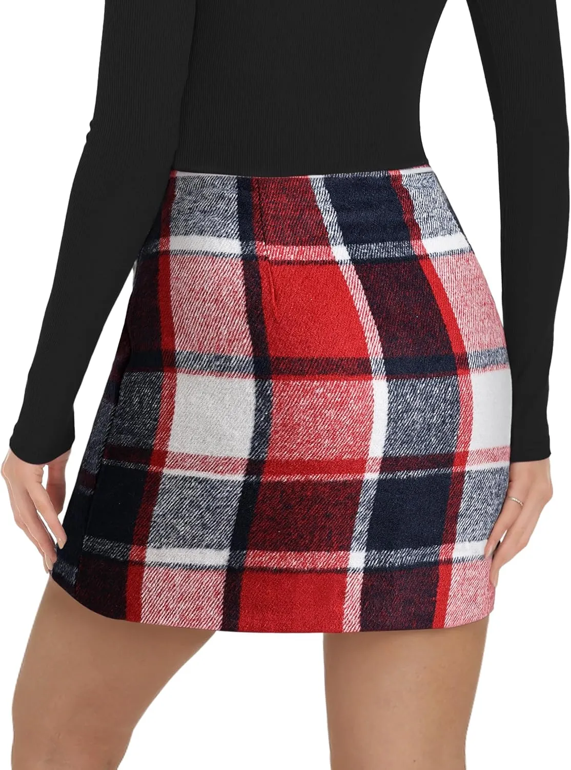 Plaid Skirts for Women, Pencil Mini Skirts for Women High Waist Bodycon Christmas Holiday Fall Winter Skirts 2024 Trendy