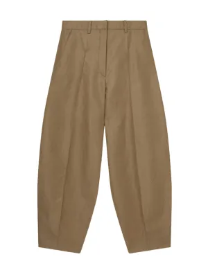 Pleated Balloon Leg Tailored Trousers (Caramel)