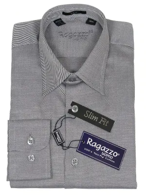 Ragazzo 21980 100% Cotton Slim Fit Boy's Dress Shirt - Diagonal Weave - Sterling