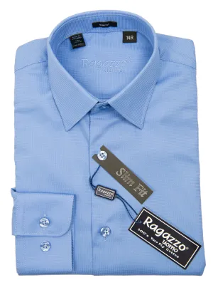 Ragazzo 27284  Boy's Dress Shirt - Slim Fit- Honeycomb Weave- French Blue
