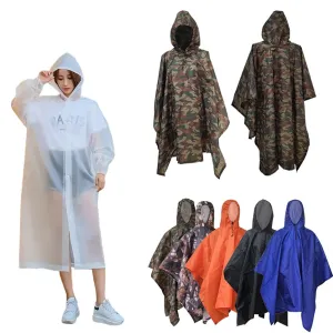 Raincoat Women Men Jacket Hooded Poncho for Outdoor Hiking Travel