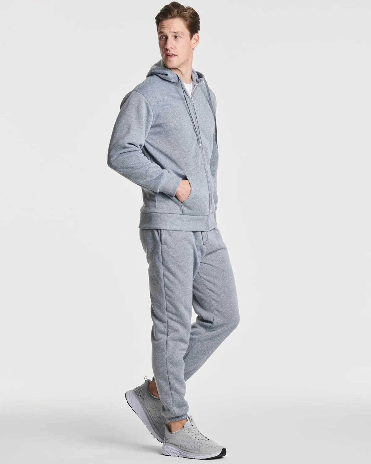 Real Essentials 3 Pack: Mens Fleece Long Sleeve Full Zip Hoodie - Athletic Sweatshirt Jacket (Available in Big & Tall)