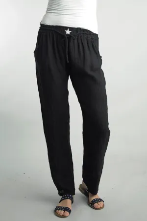 Star Drawstring Linen Pants