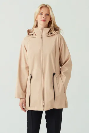 WATER AND WIND RESISTANT HOODED COAT SAND