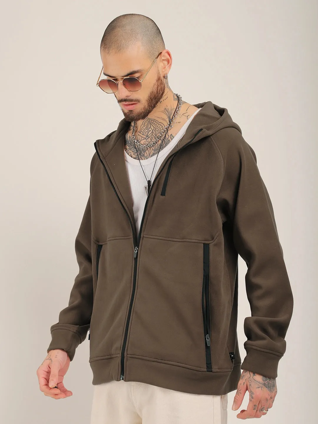 Wayfarer Coffee Velvet Zipper Hoodie