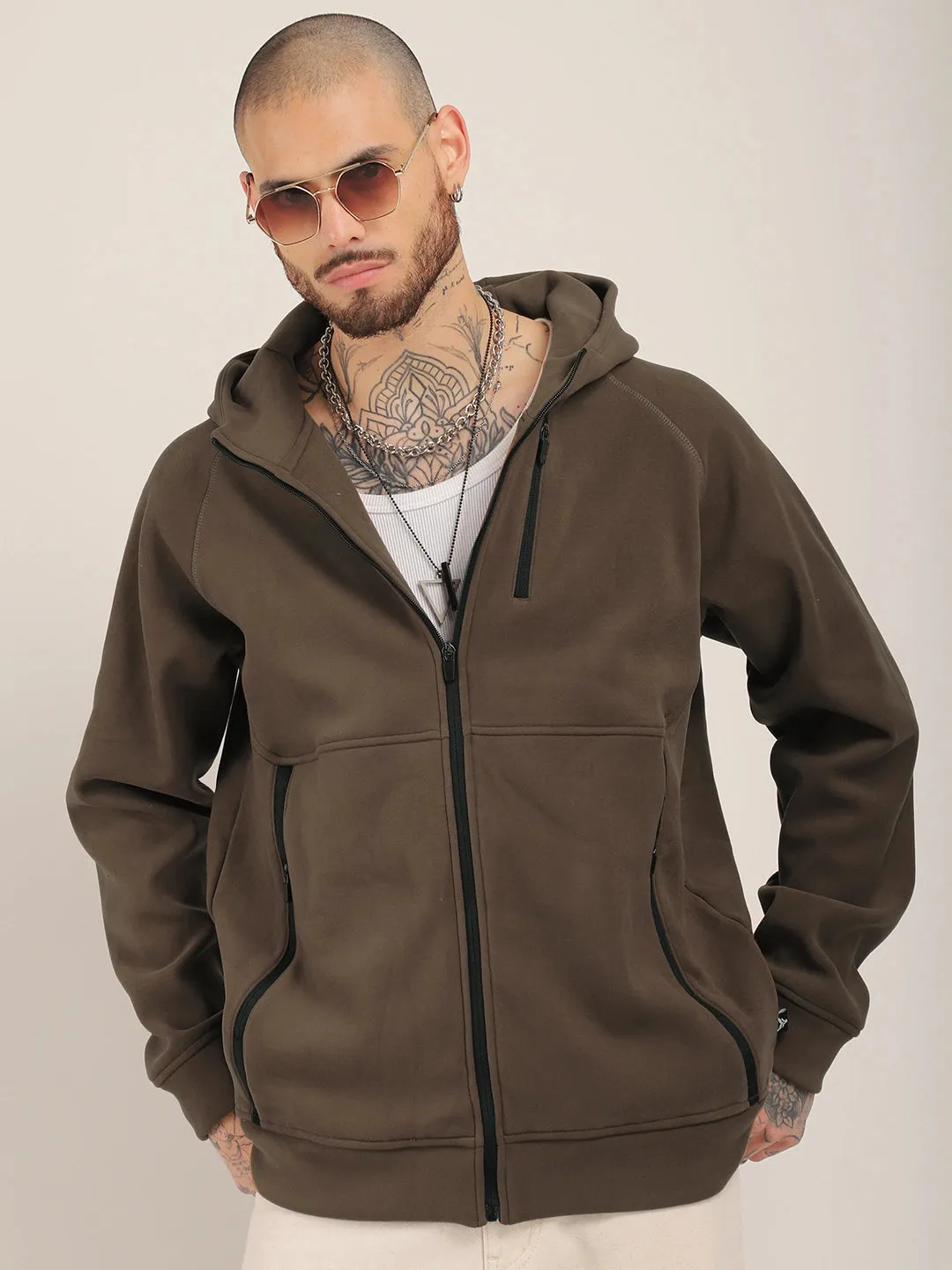 Wayfarer Coffee Velvet Zipper Hoodie