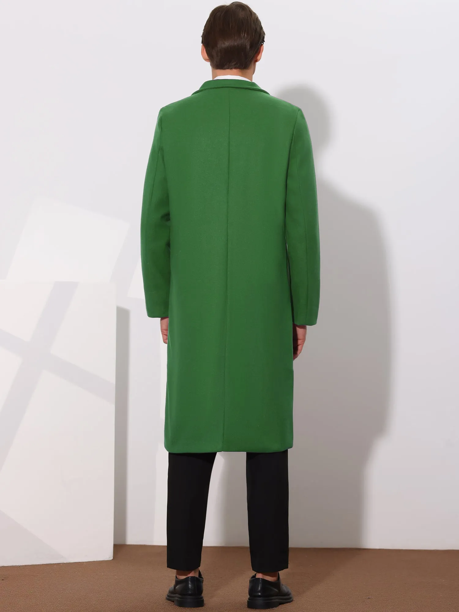 Winter Overcoat for Men's Single Breasted Notch Lapel Formal Trench Coats