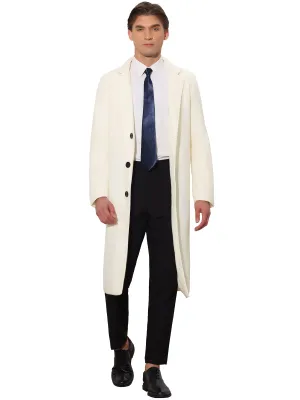 Winter Overcoat for Men's Single Breasted Notch Lapel Formal Trench Coats