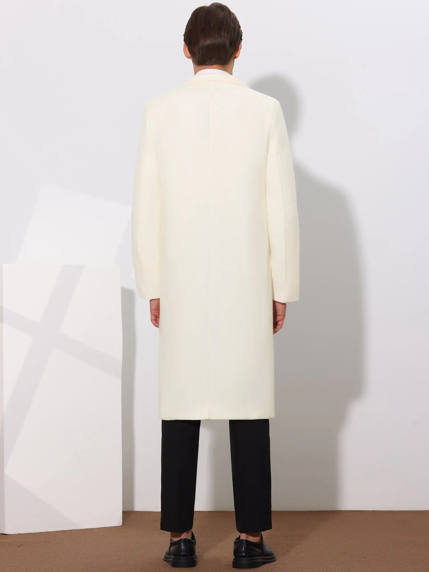 Winter Overcoat for Men's Single Breasted Notch Lapel Formal Trench Coats