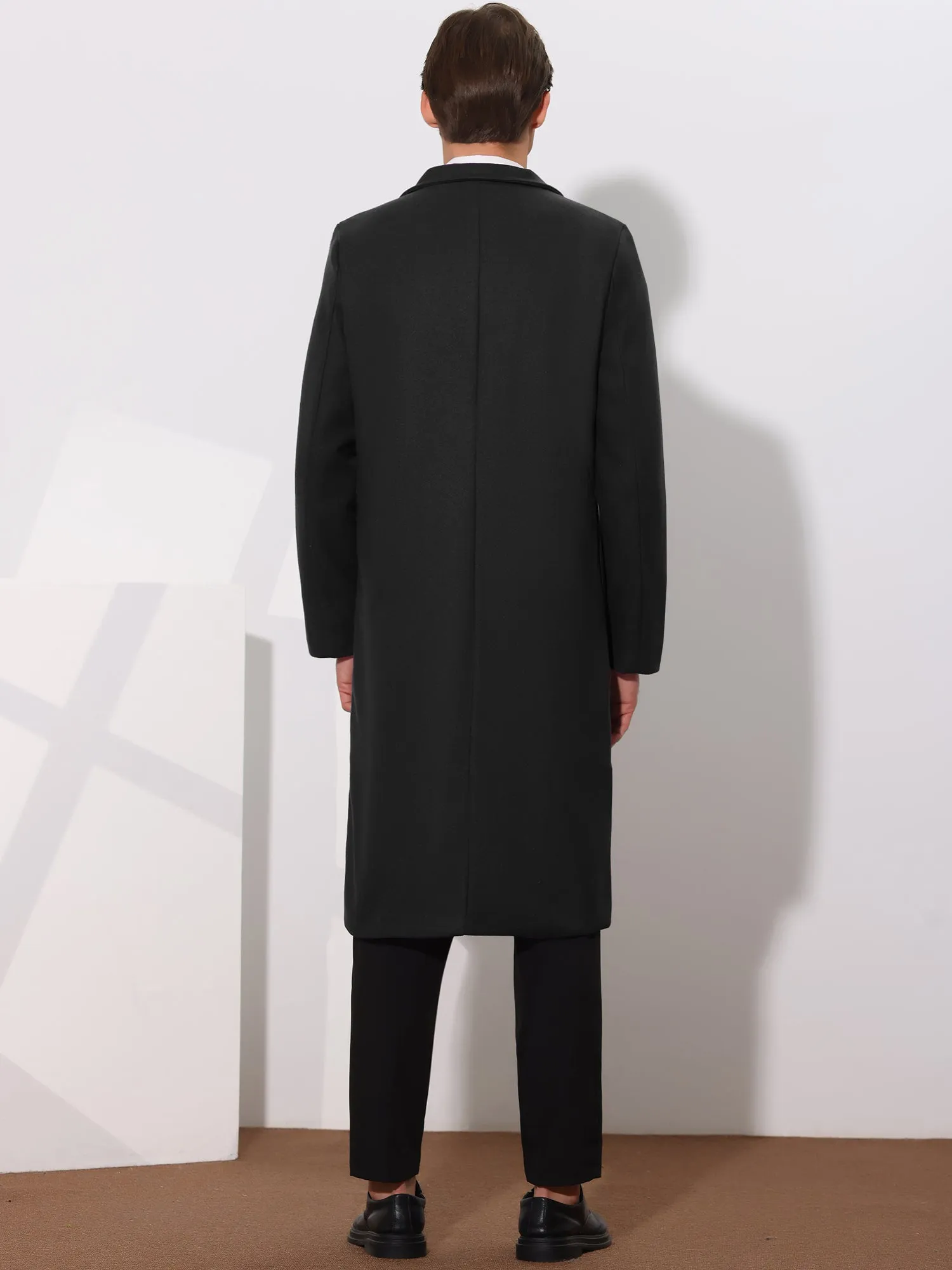 Winter Overcoat for Men's Single Breasted Notch Lapel Formal Trench Coats
