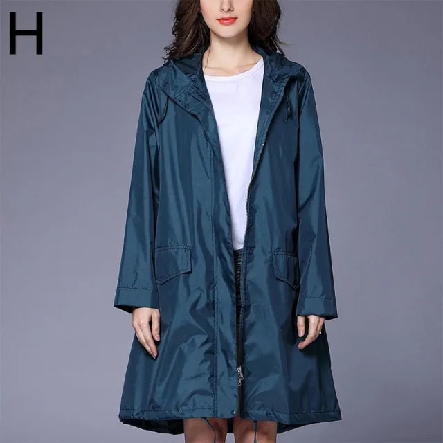 Women Raincoat Men Windbreaker Rain Clothes Hooded Poncho Portable Windproof Zipper Motorcycle Rainwear Adult Rain Jacket