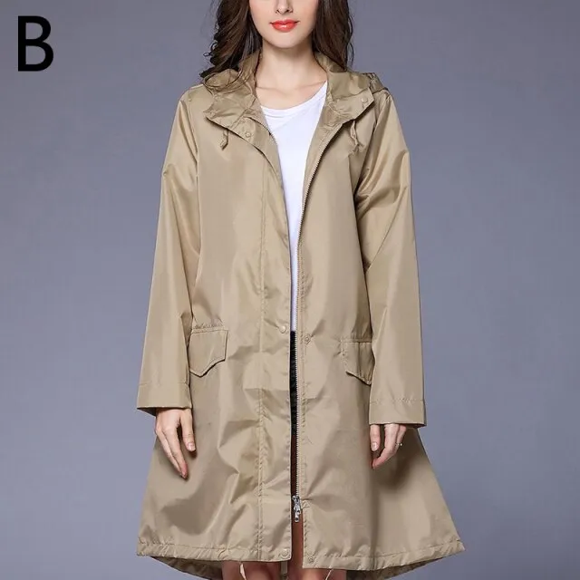 Women Raincoat Men Windbreaker Rain Clothes Hooded Poncho Portable Windproof Zipper Motorcycle Rainwear Adult Rain Jacket