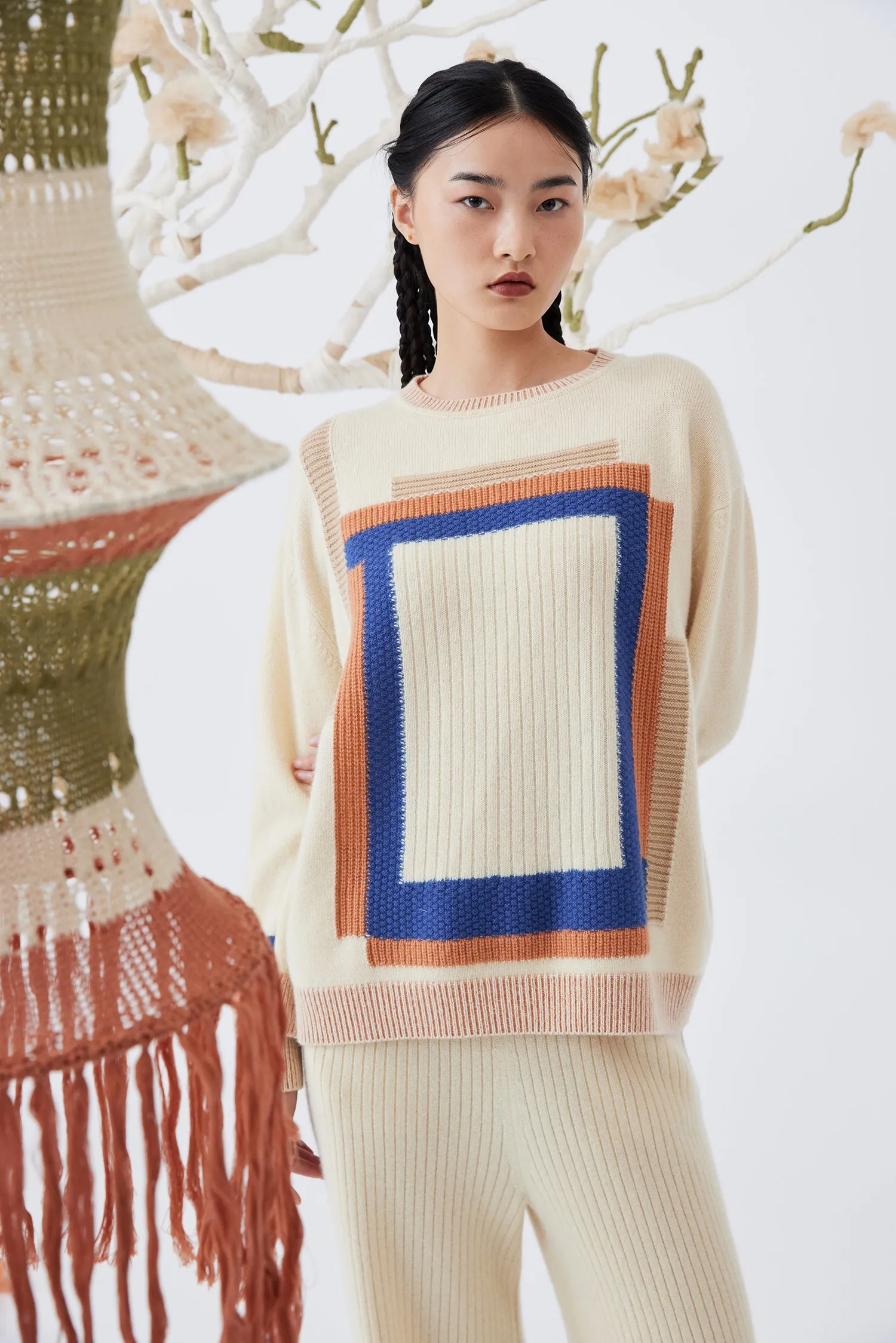 Women's crew neck cashmere knitwear