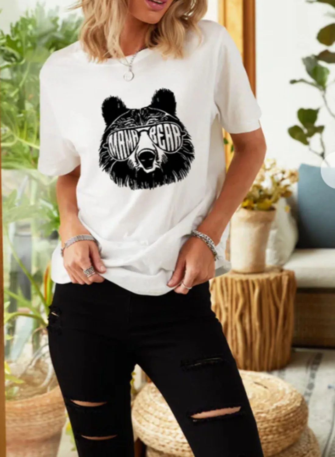 Women's T-shirts Bear Print T-shirts