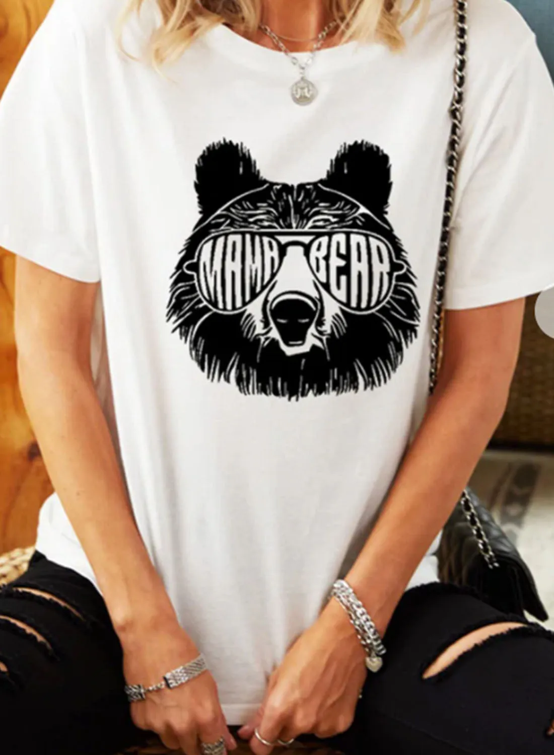 Women's T-shirts Bear Print T-shirts