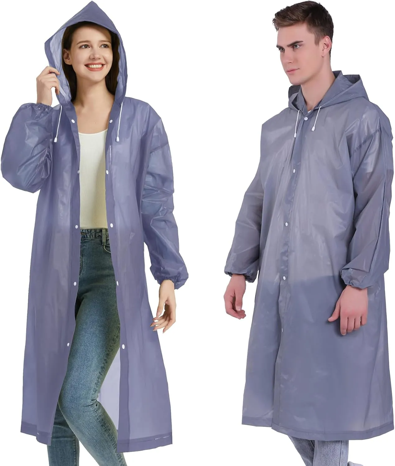 YDYJKI 2 Pack Waterproof Rain Ponchos for Adults-Reusable Emergency Raincoats with Hoodand Drawstring -Lightweight Ponchos