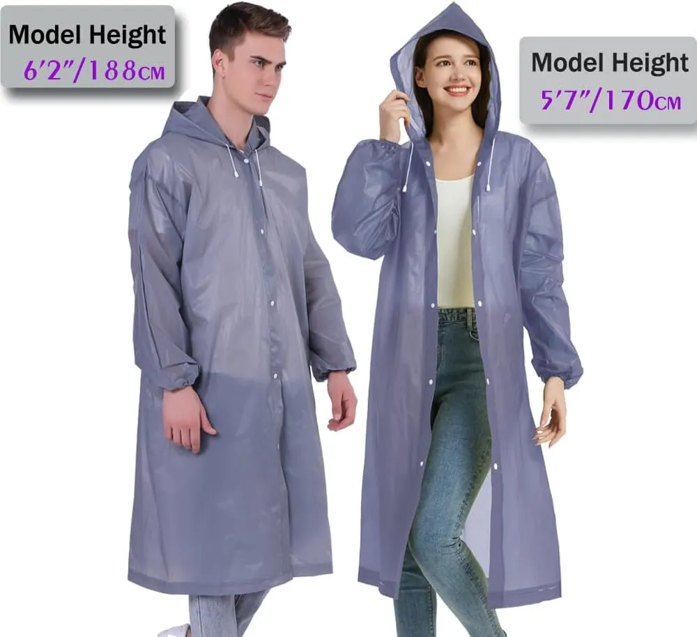 YDYJKI 2 Pack Waterproof Rain Ponchos for Adults-Reusable Emergency Raincoats with Hoodand Drawstring -Lightweight Ponchos