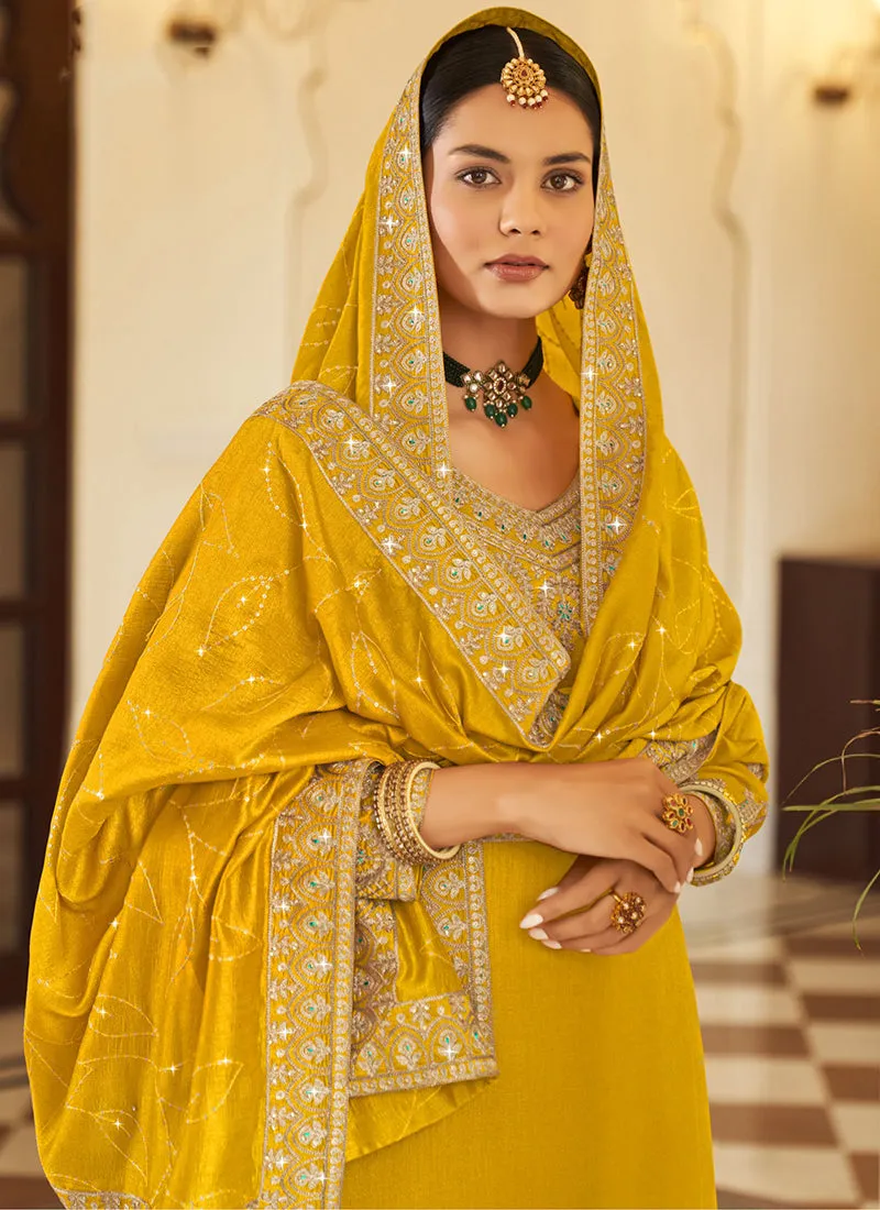 Yellow Embroidery Designer Salwar Suit